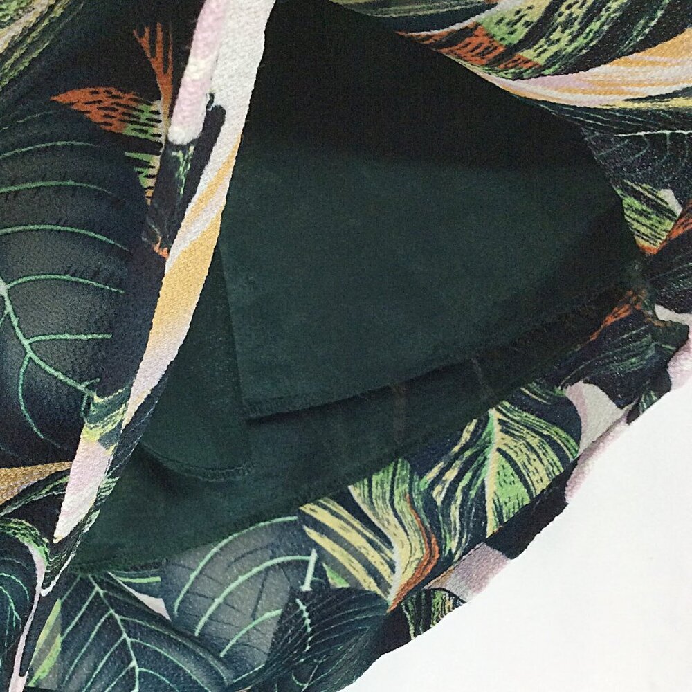 BELONGSCI Dress Womens Size XL Green Tropical Hawaiian Mini Ruffle Bell Sleeve - Picture 8 of 10